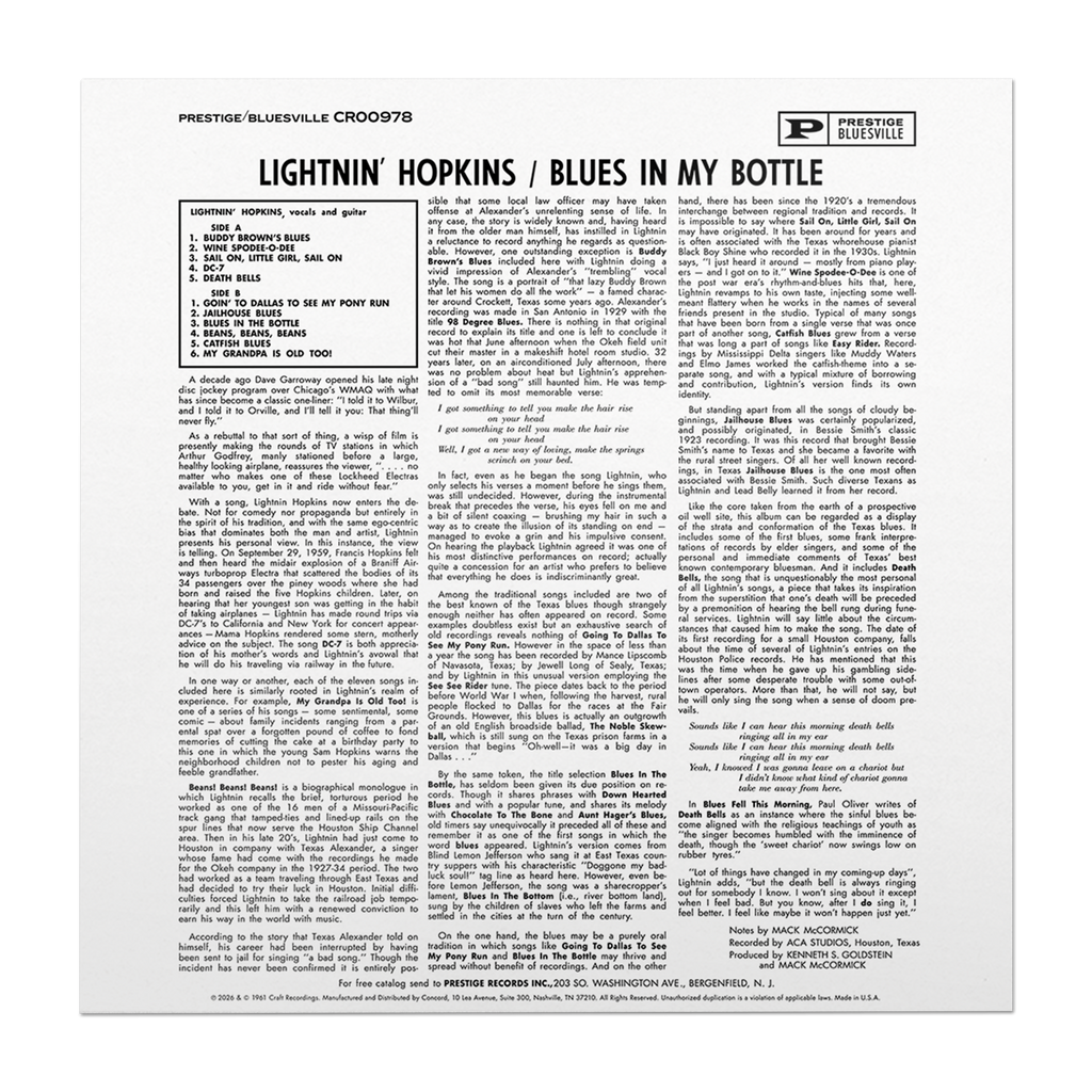 Lightnin’ Hopkins - Blues In My Bottle (Bluesville Series)