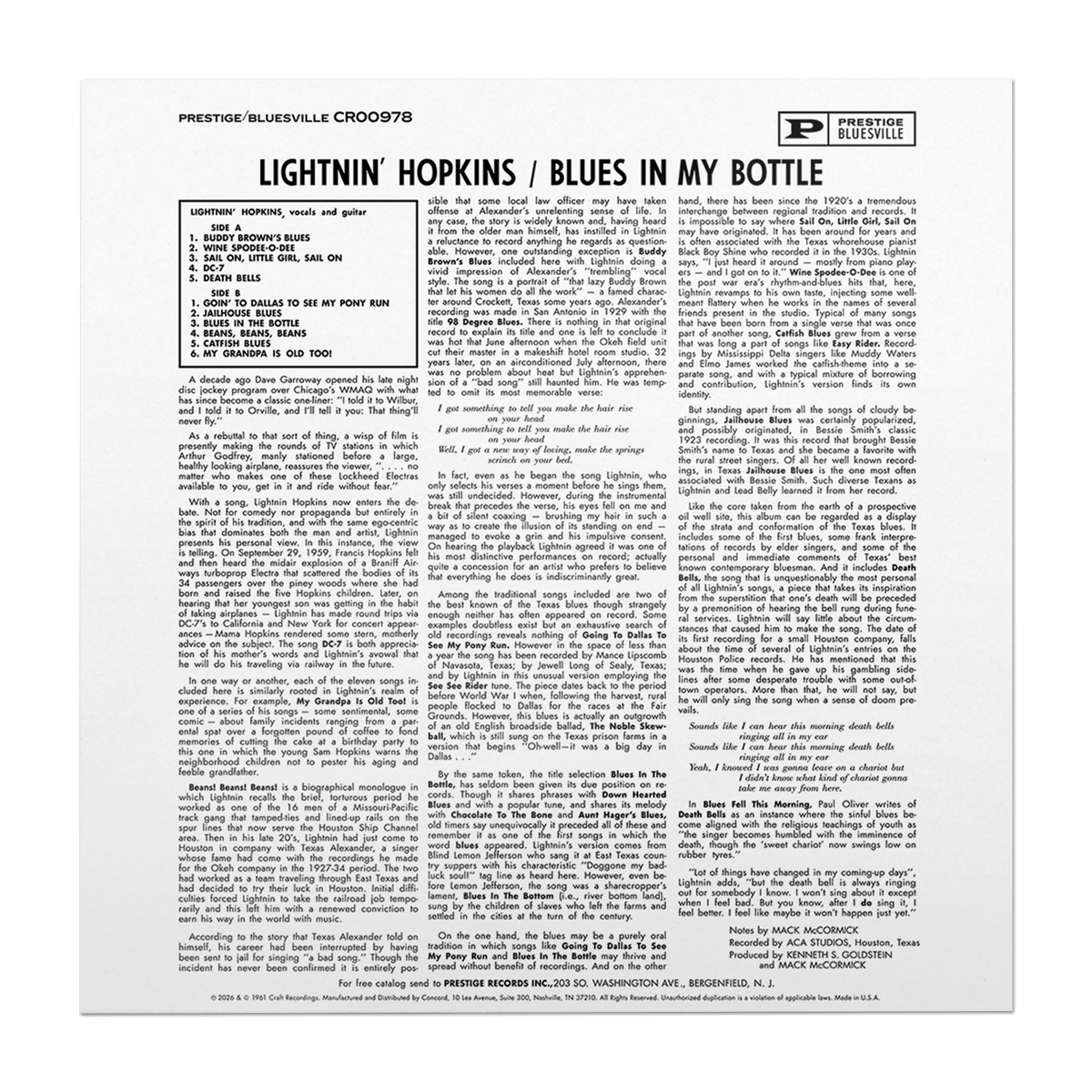 Lightnin’ Hopkins - Blues In My Bottle (Bluesville Series)
